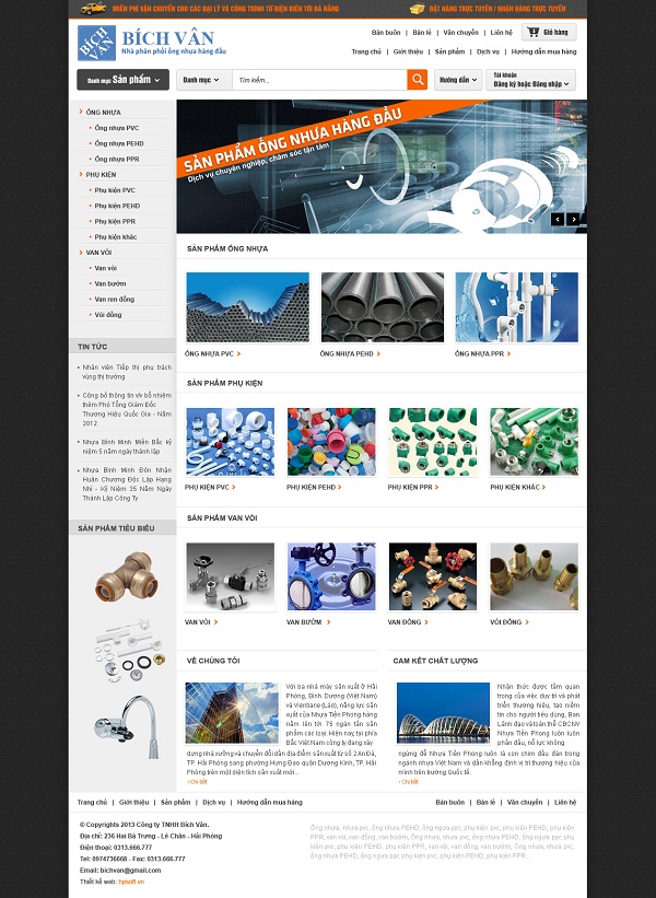 Thiet ke web cong ty nhua Bich Van